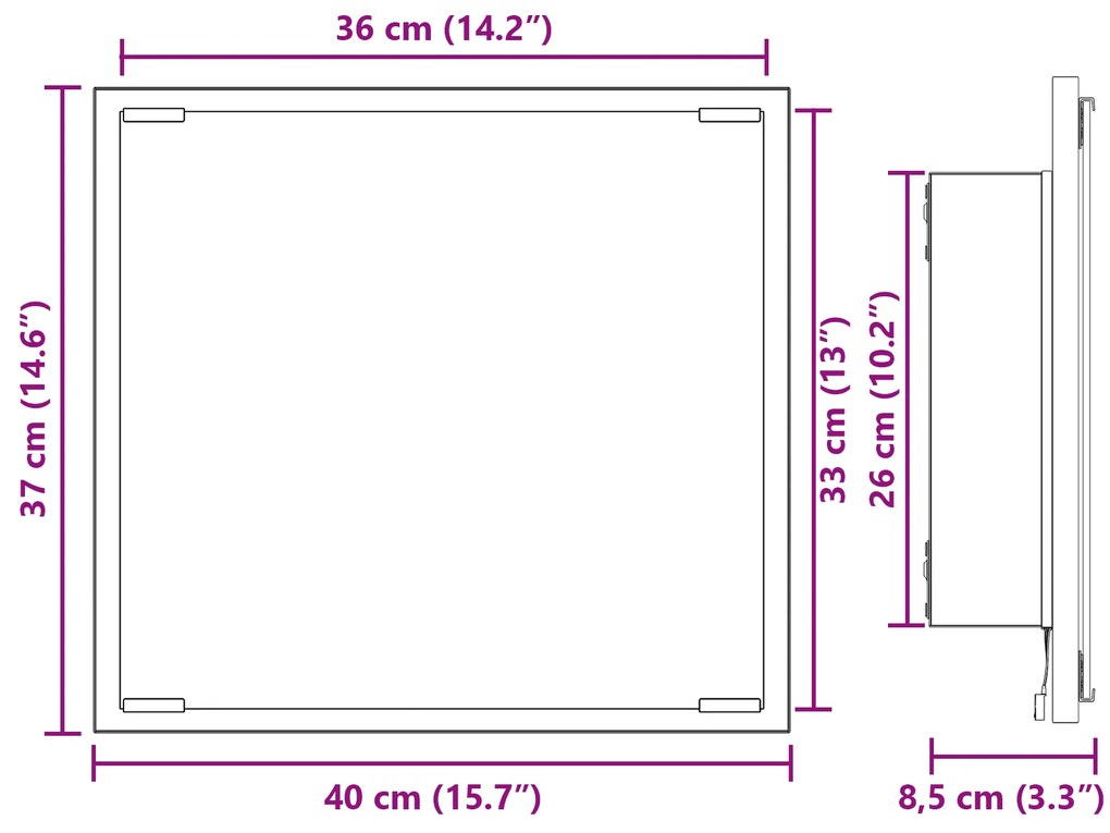 Espelho de Casa de Banho LED Carvalho Fumado 40x8.5x37 cm Madeira Enge