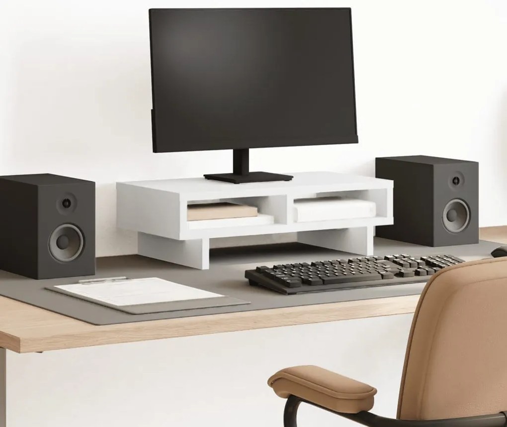 vidaXL Suporte para monitor 50x27x15 cm derivados de madeira branco