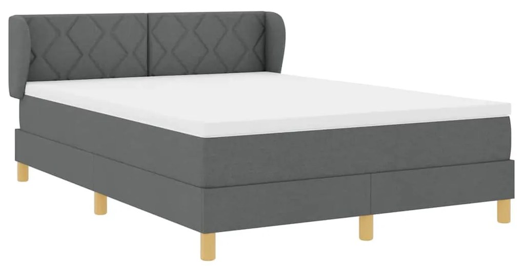 Cama Box com Colchão vidaXL - Cinza Escuro, 140x190 cm, Tecido