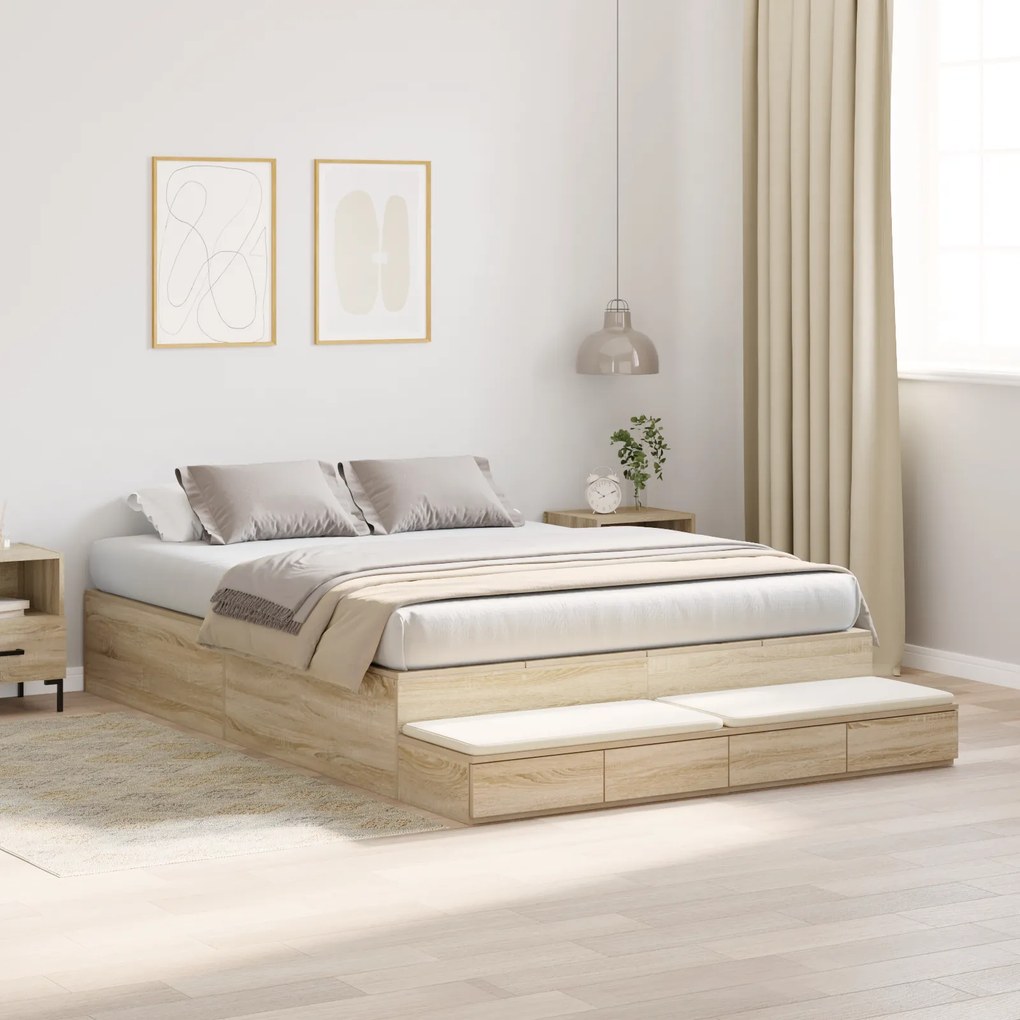 Cama com Arrumação Sonoma Carvalho 160x200 cm