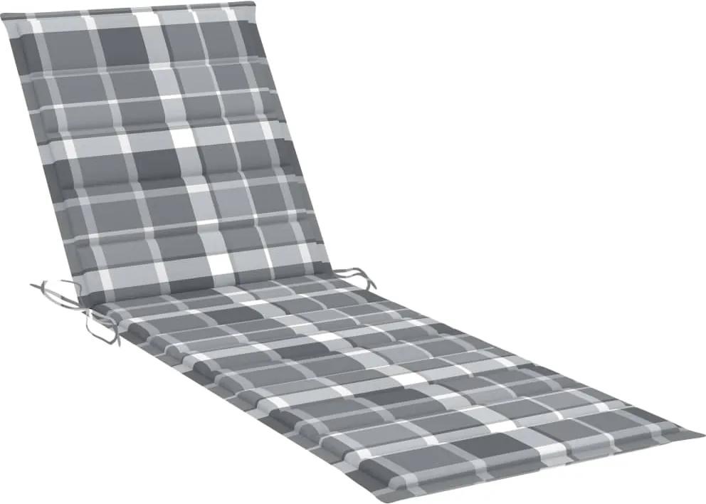 Almofadão espreguiçadeira 200x70x4cm tecido padrão xadrez cinza