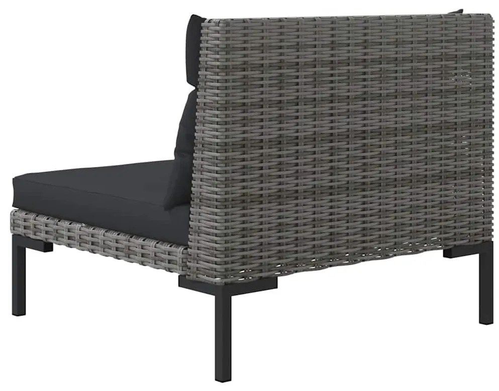 3 pcs conj. lounge jardim vime PE semicircular cinzento-escuro