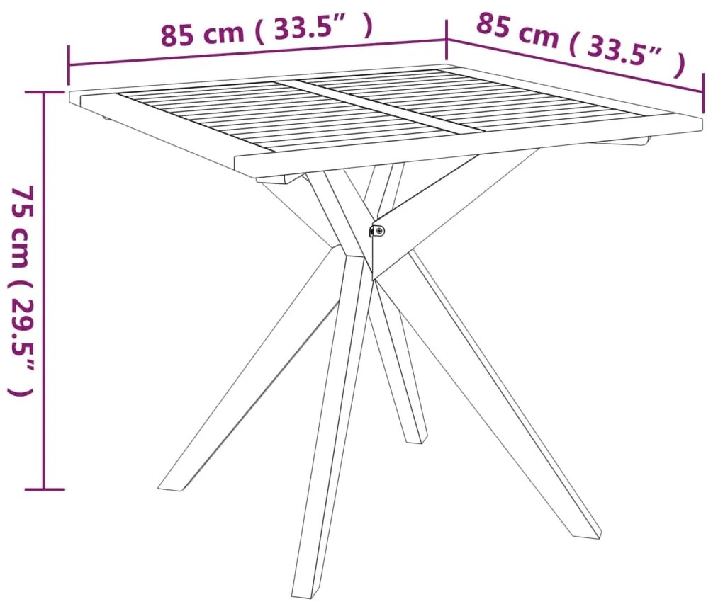 3 pcs conjunto de jantar para jardim madeira de acácia maciça