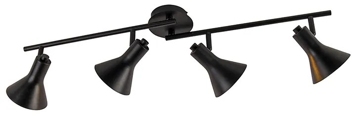 Foco moderno preto com dourado 4 luzes - Magno