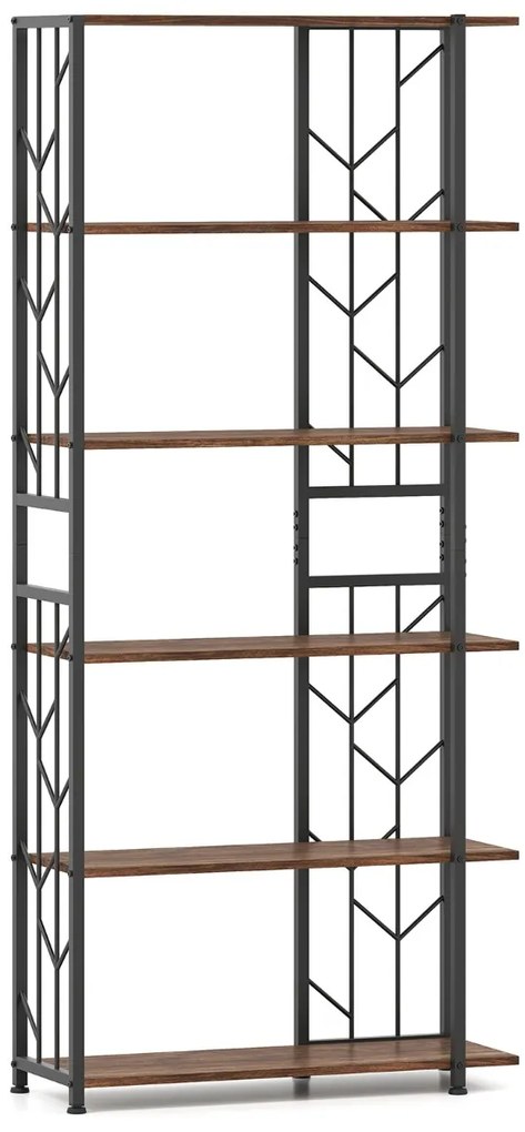 Estante de 6 prateleiras com estrutura metálica 80 x 31 x 180 cm Castanha