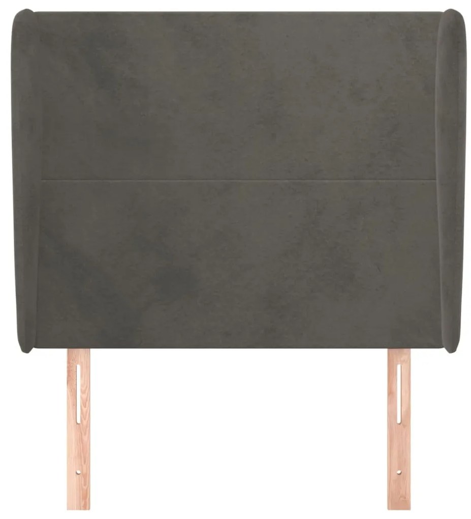 Cabeceira cama c/ abas veludo 103x23x118/128 cm cinzento-escuro