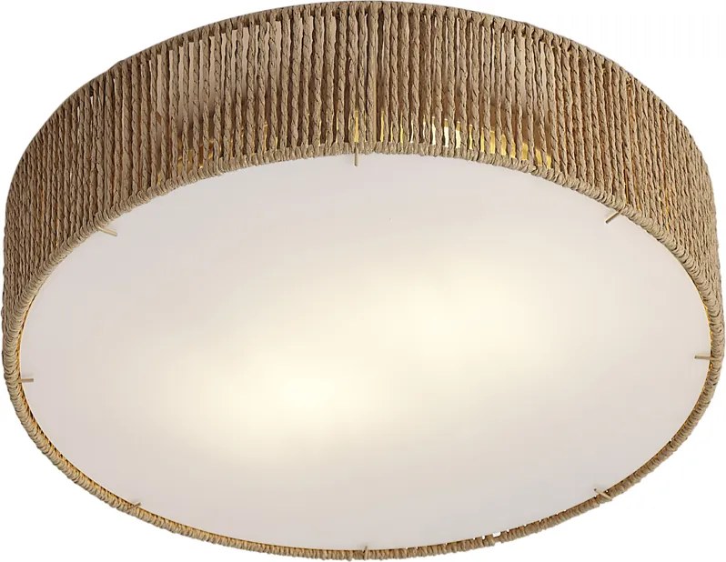 Plafon de teto Japandi natural com abajur 38cm 2-luzes - Luz
