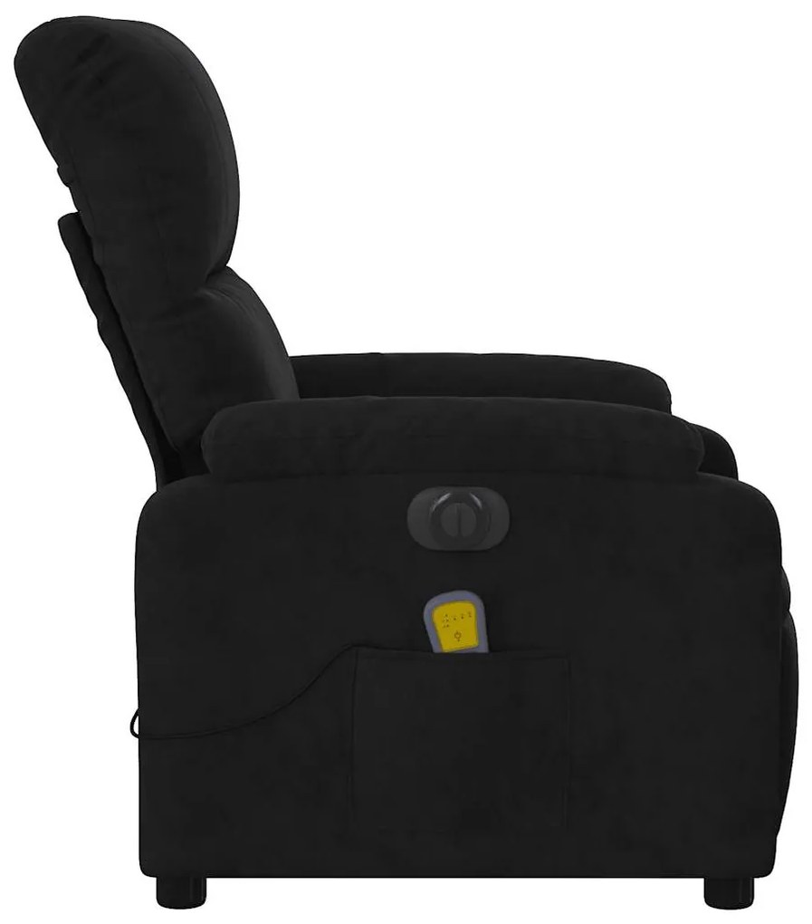 Poltrona de massagens reclinável elétrica microfibra preto