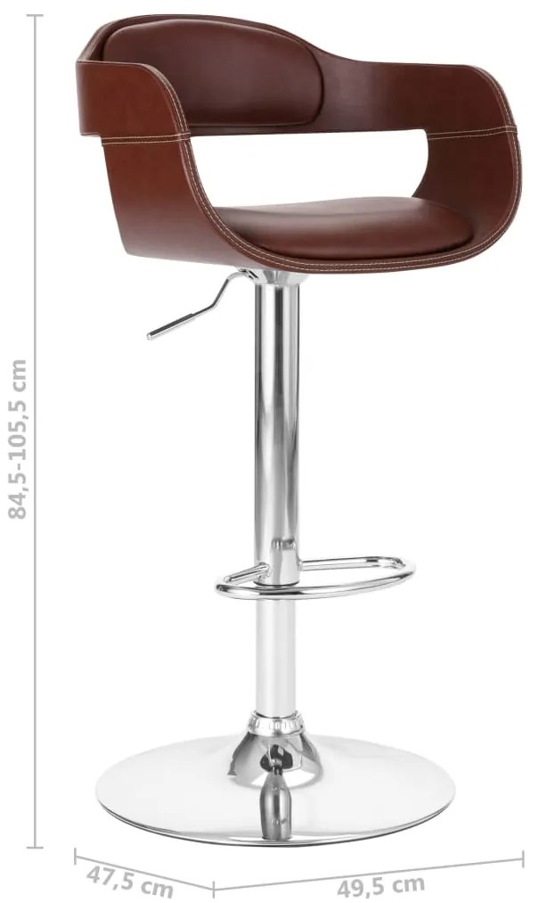Banco de bar couro artificial castanho