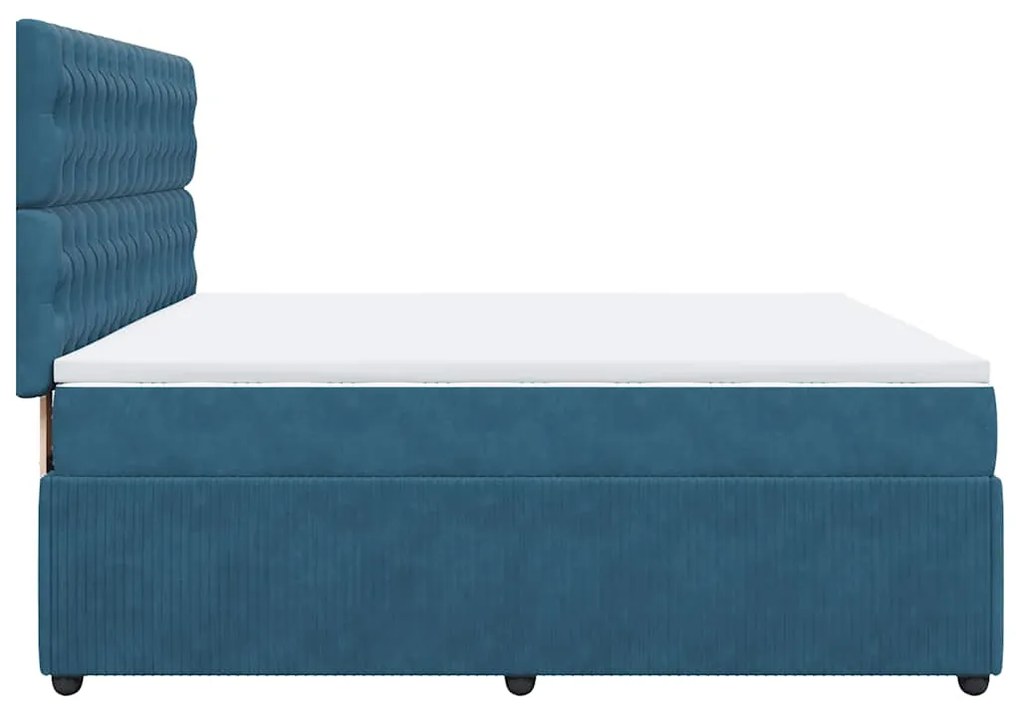 Cama com molas/colchão 180x200 cm veludo azul