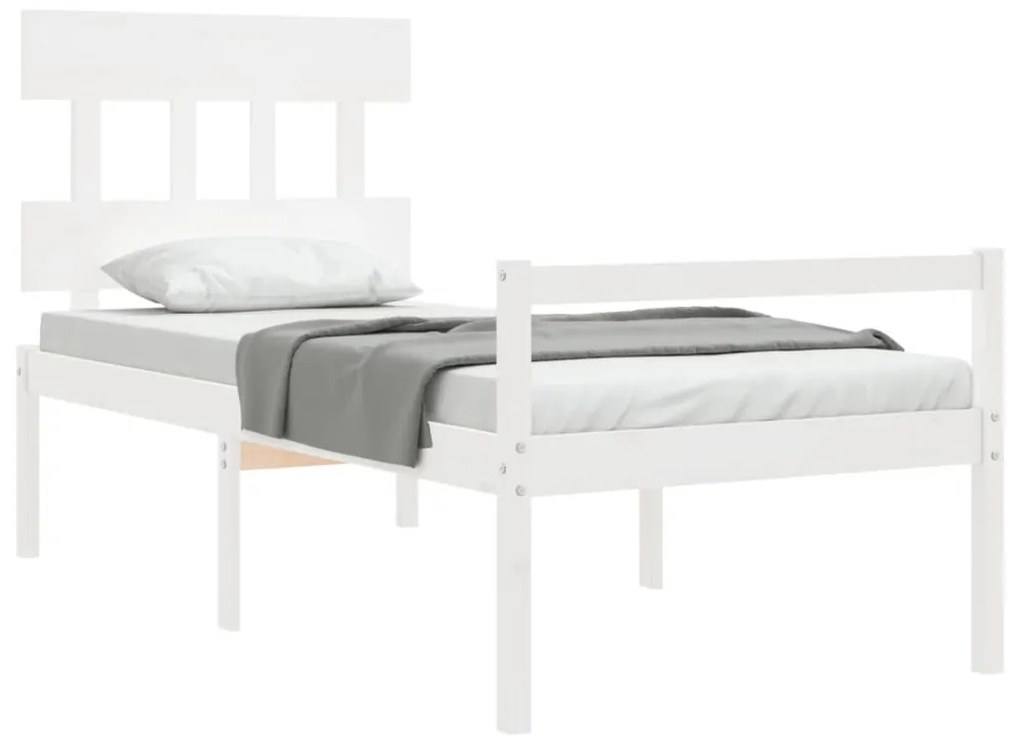 Estrutura de cama com cabeceira 90x200 cm madeira maciça