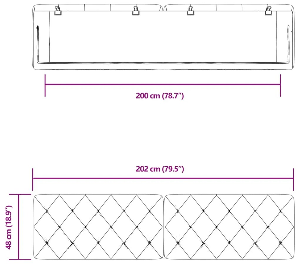 Almofadão de cabeceira 200 cm veludo preto