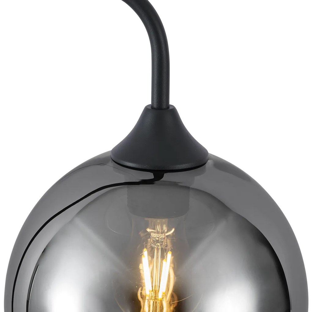 Candeeiro de pé Art Deco preto com vidro fumê - Sandra Art Deco