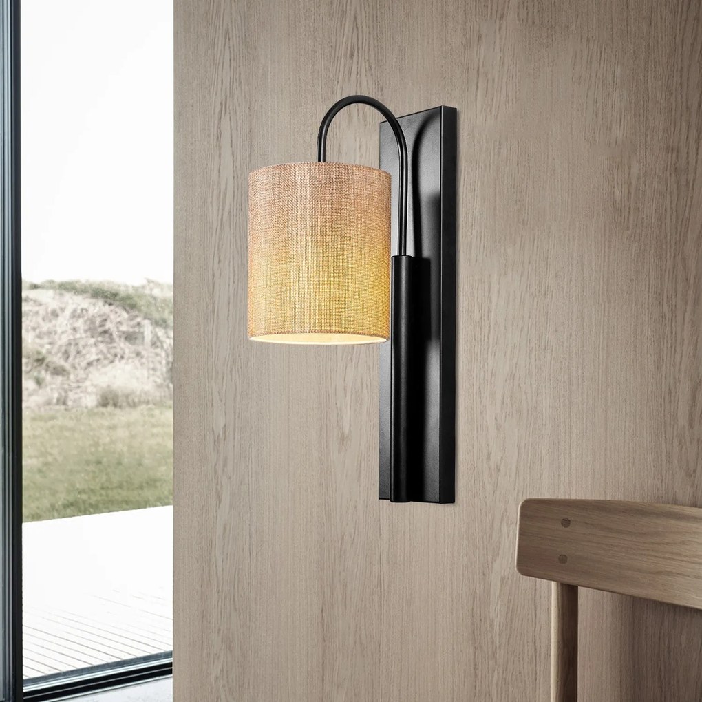 Candeeiro de Parede Baston – Preto e Creme – 14 x 20 cm