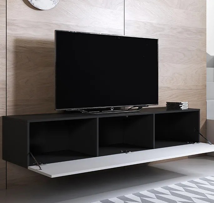 Móvel de TV de Parede Suspenso Lukes – Preto e Branco – 160x40x30 cm –