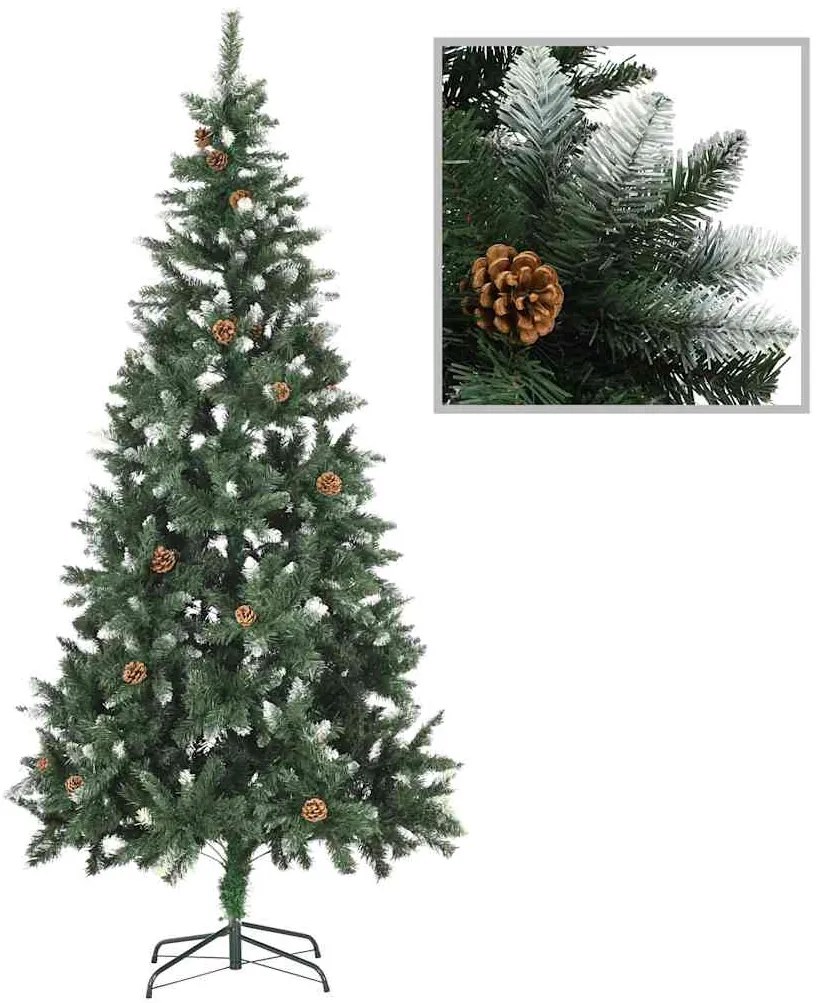 Árvore Natal artificial pré-iluminada c/ bolas e pinhas 210 cm