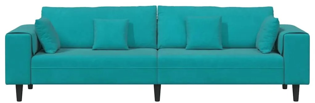 Sofá de Veludo com almofada com travesseiro Turquesa 208 cm Veludo