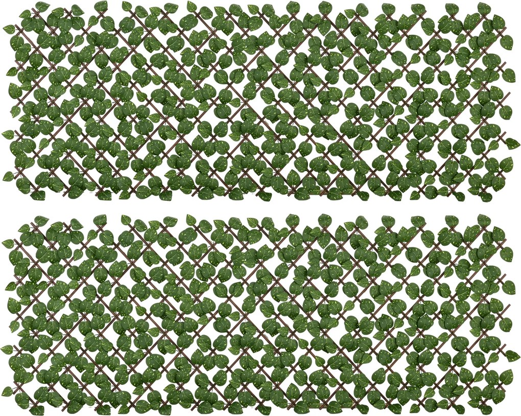 Outsunny Vedação Artificial Rolo 2x1 m 2 Peças Privacidade Jardim Extensível Proteção UV Resistente Verde | Aosom Portugal