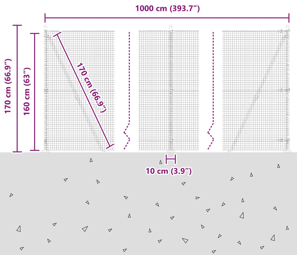 Cerca de Arame Soldado com 7 Postes Flangeados Cinzentos 1,6x10 m Aço