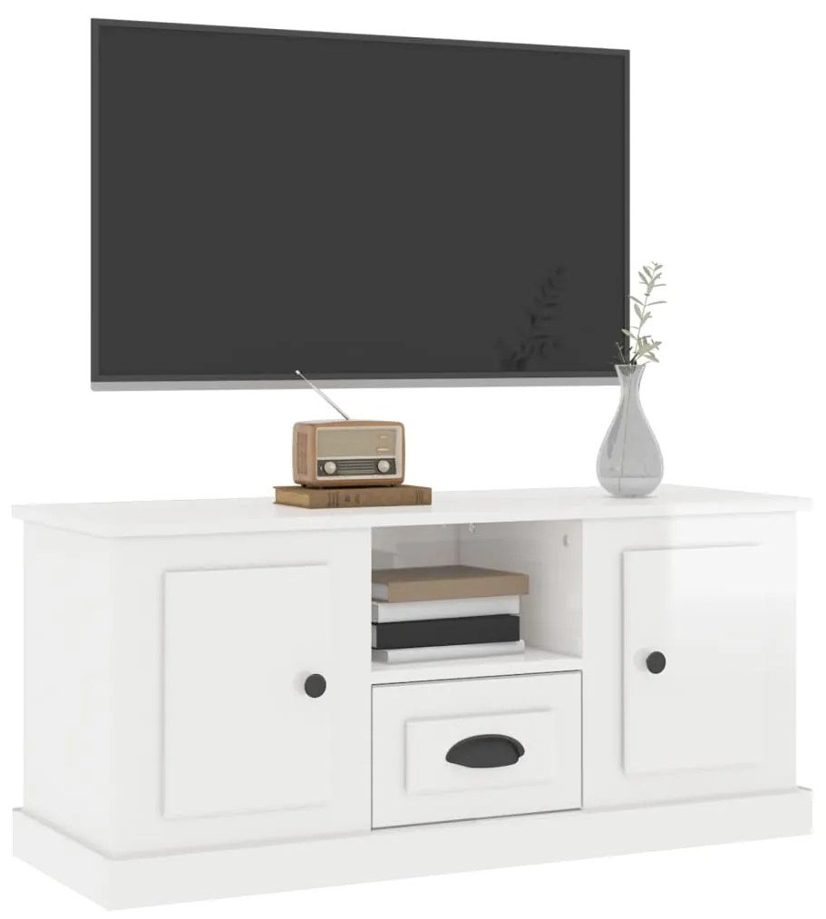 Móvel de TV 100x35,5x45 cm derivados madeira branco brilhante