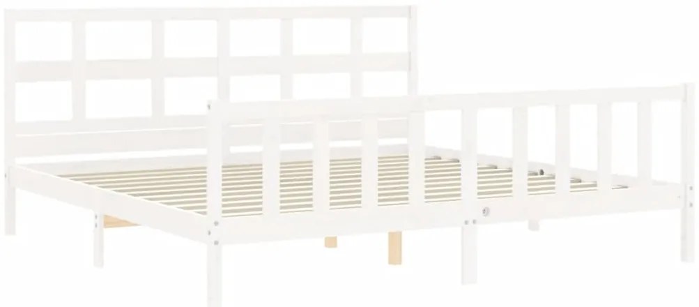 Cama sem colchão 200x200 cm madeira de pinho maciça branco