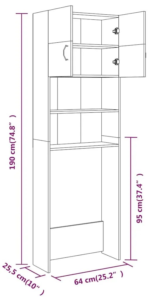 Armário Alto Leke de Casa de Banho - Cinzento - Design Moderno