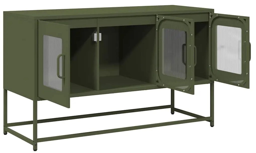 Móvel de TV 100,5x39x60,5 cm aço laminado a frio verde-azeitona