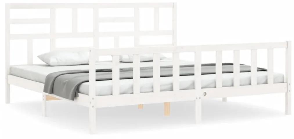 Estrutura cama Super King Size c/ cabeceira madeira branco