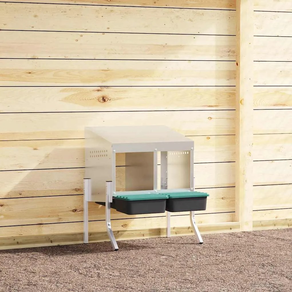 vidaXL Caixa de nidificação para galinhas com 2 compartimentos e pernas em aço galvanizado