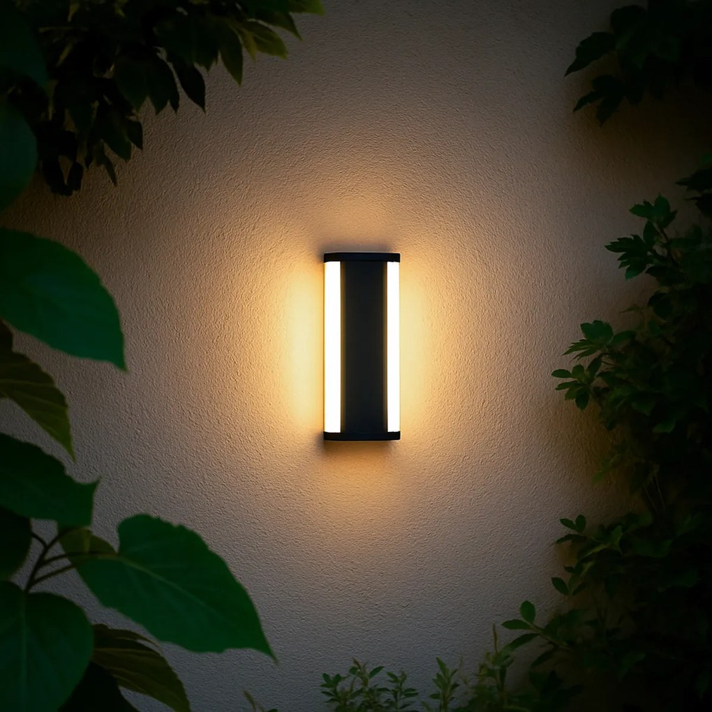 Candeeiro de Parede Moderno Preto 30cm incl. LED CCT IP54 - Vanya