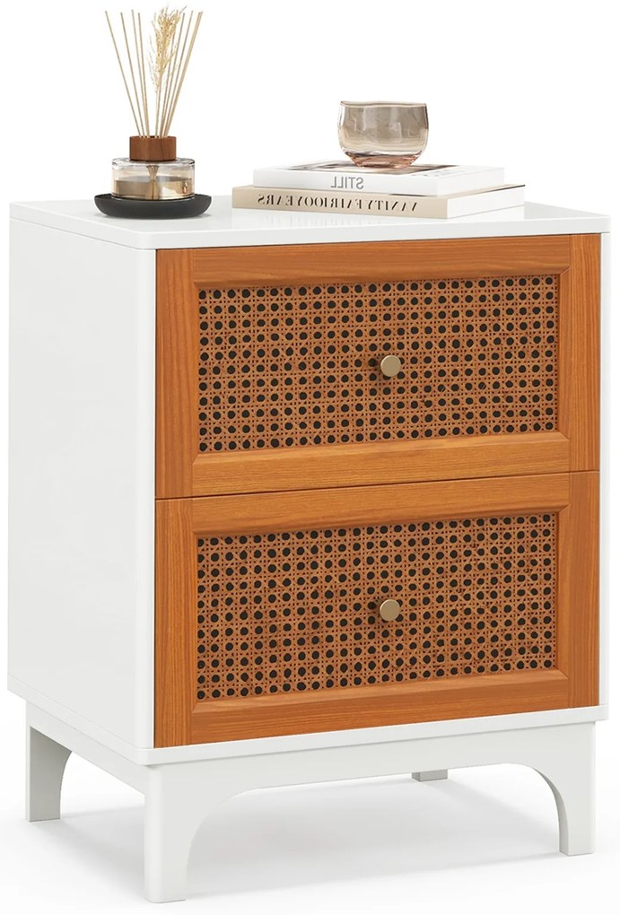 Conjunto de 2 mesas de cabeceira com estação de carregamento e portas USB e prateleira de grade, mesa lateral, mesa de sofá