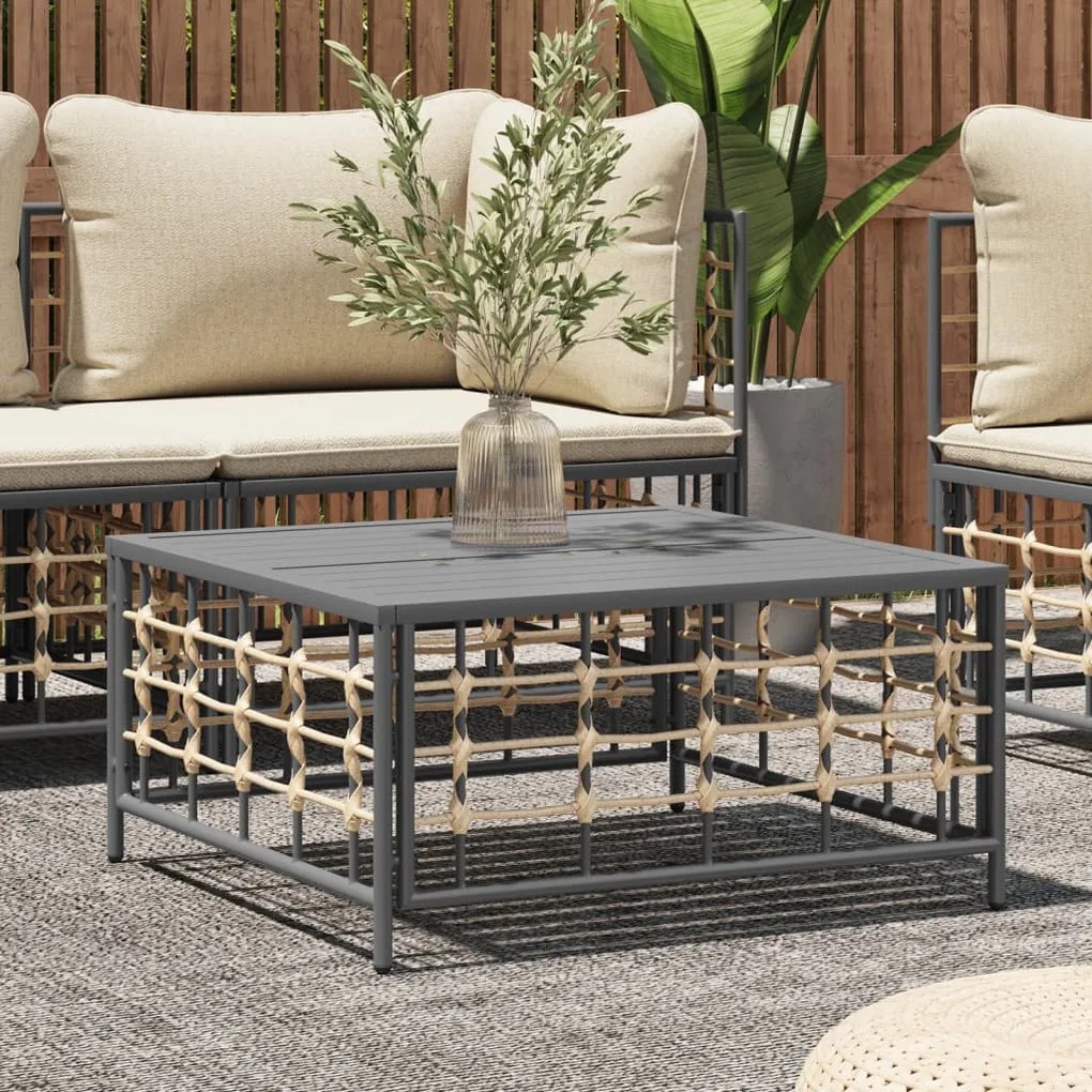 vidaXL Mesa de jardim 70x70x34 cm vime PE antracite