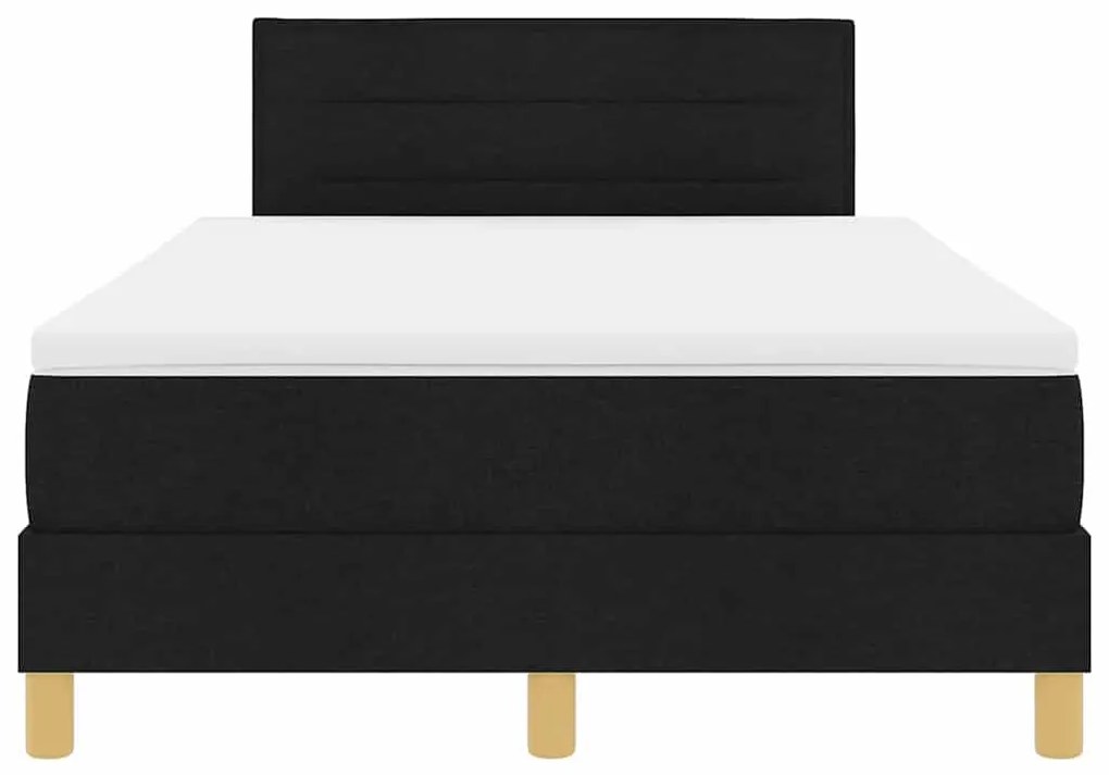 Cama Box Spring com Colchão &amp; LED Preta 120x190 cm Tecido