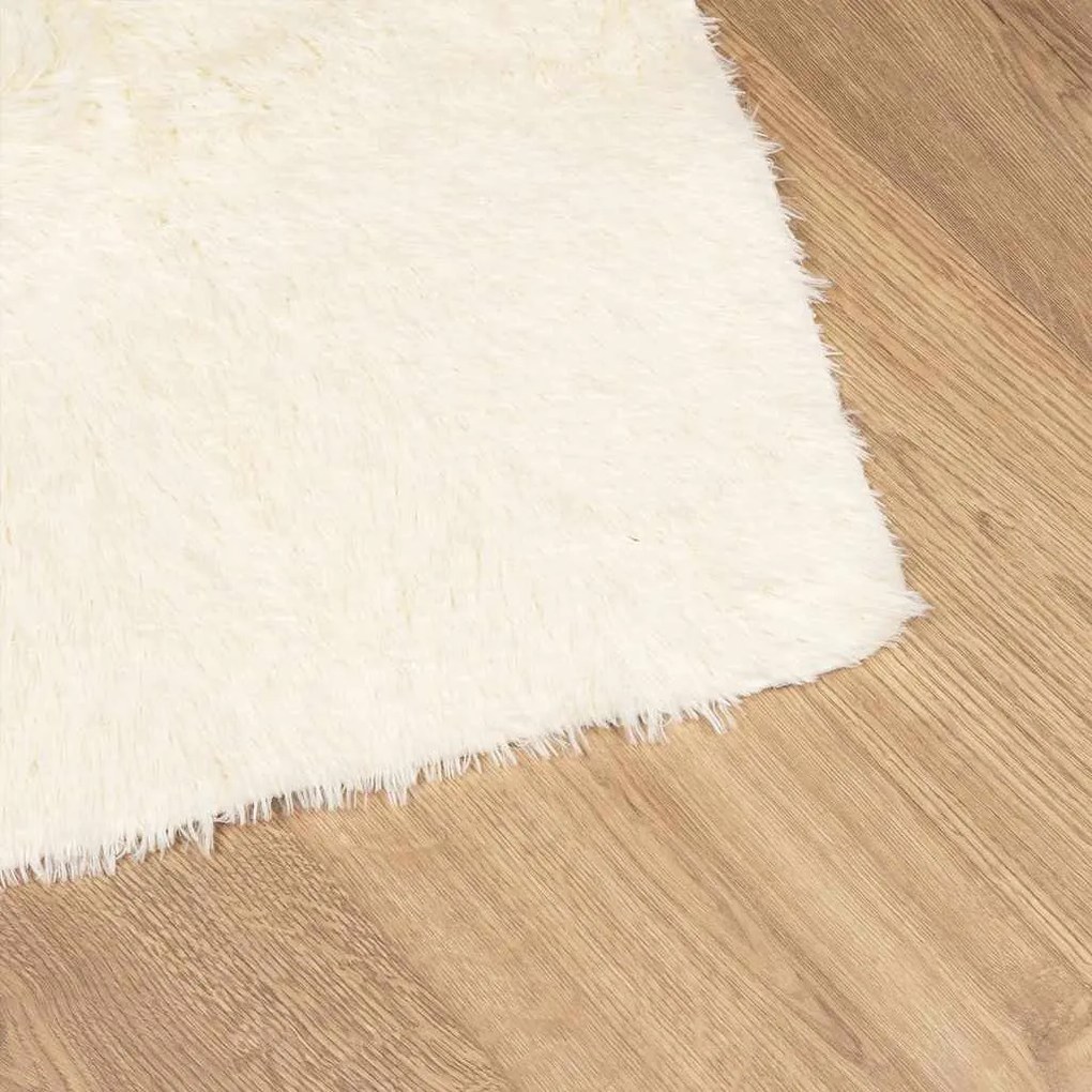 Tapete shaggy de pelo alto NAVARRA 120x170 cm poliéster creme