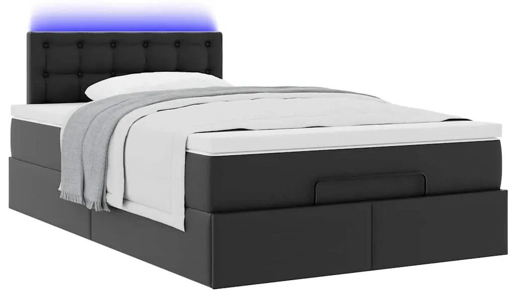 Estrutura de cama otomana com colchão 120x200 cm preta