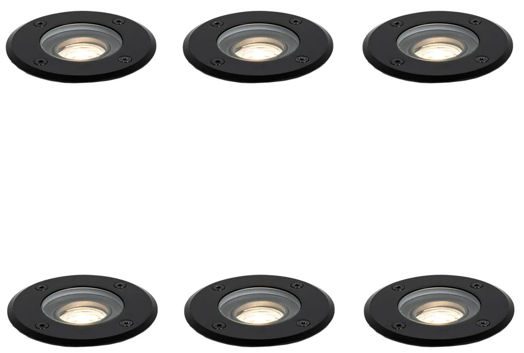 Conjunto de 6 Spots de Exterior Modernos Pretos 35mm Ajustáveis IP65 - Delux Moderno