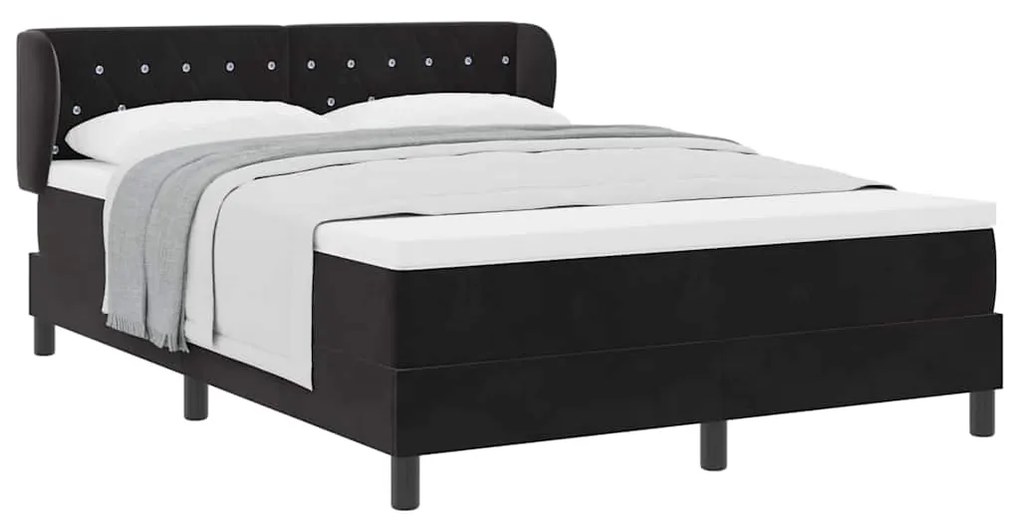Cama Box com Colchão vidaXL Preto 140x200 cm Veludo
