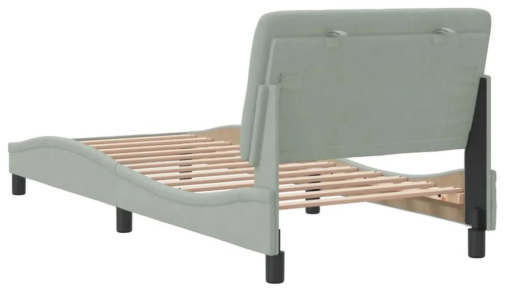 Estrutura de cama c/ cabeceira 90x190 cm veludo cinzento-claro