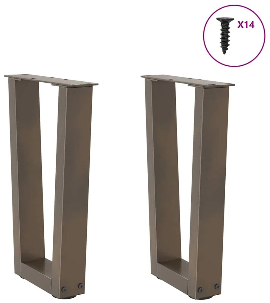 Pés para mesa de centro em formato de V, 2 peças, aço natural, 28x(42-