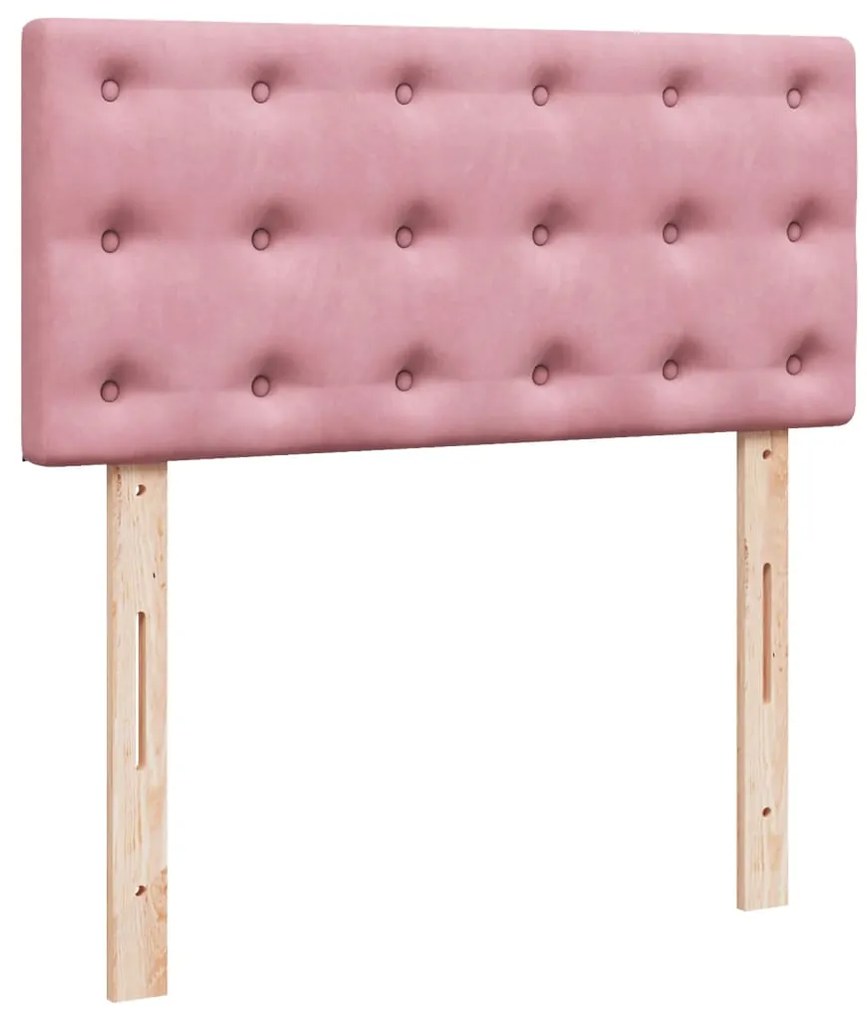 Cama com molas/colchão 100x200 cm veludo rosa