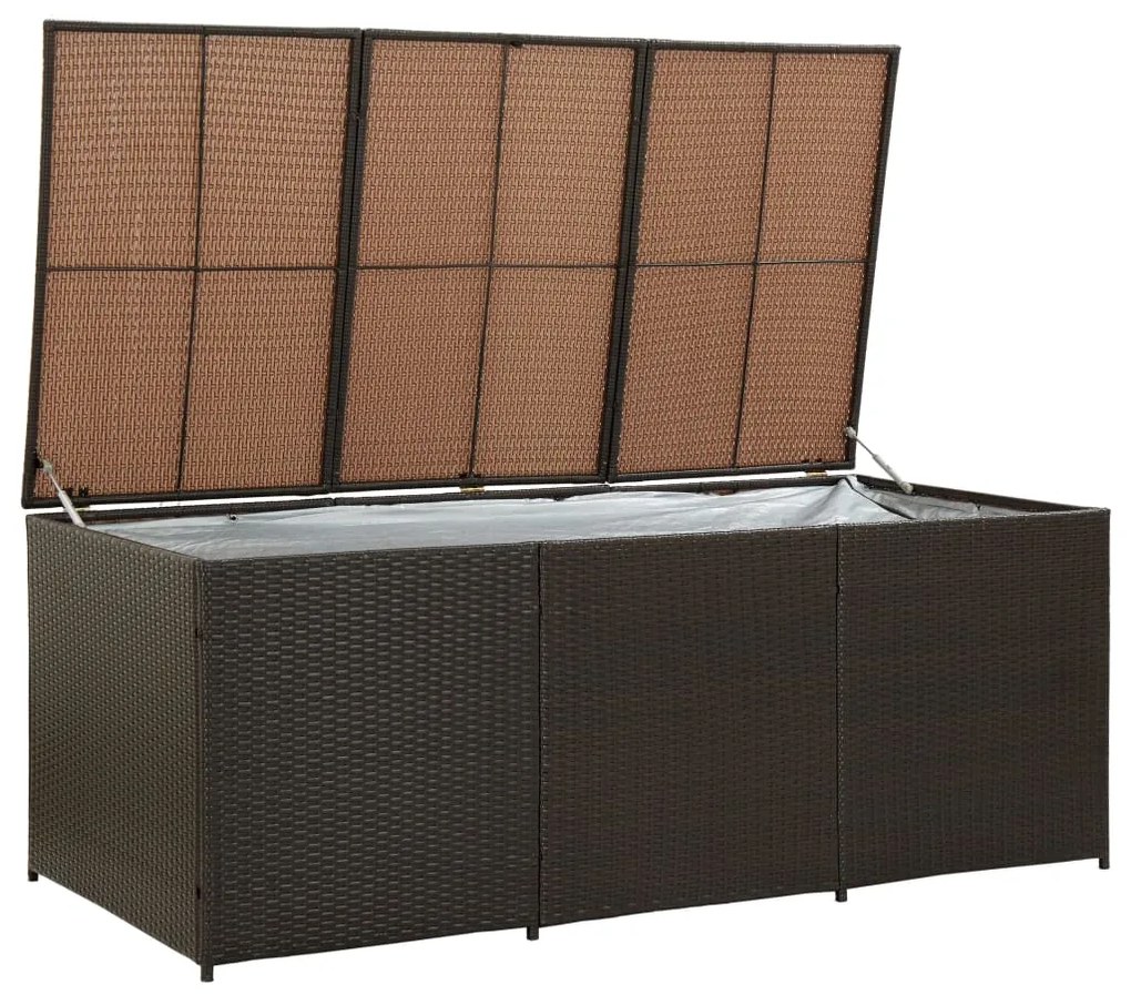 Caixa de arrumação para jardim 180x90x70 cm vime PE castanho