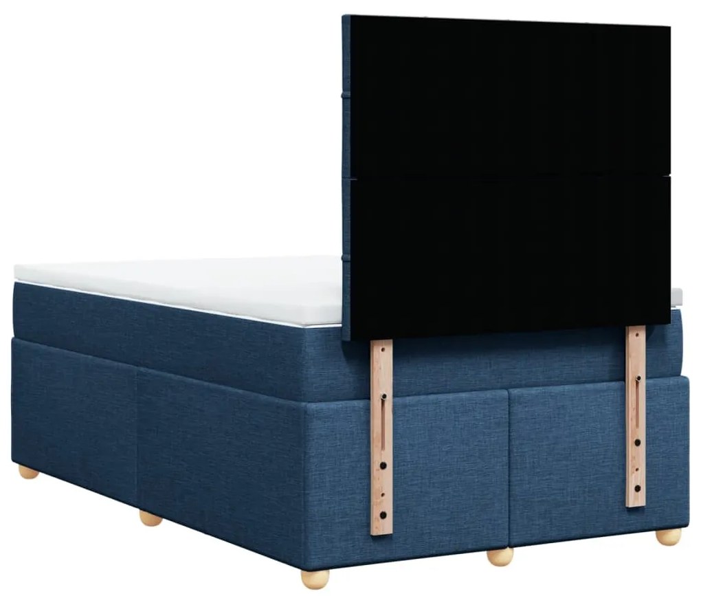 Cama boxspring com colchão 120x190 cm tecido azul