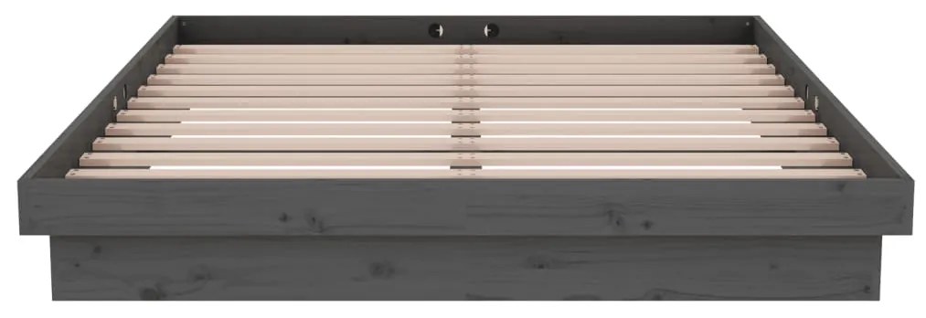 Estrutura de cama 140x190 cm madeira maciça cinzento