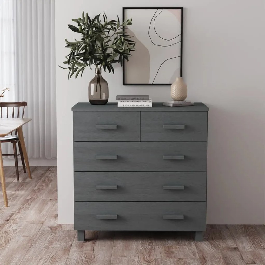vidaXL Aparador HAMAR 79x40x80 cm pinho maciço cinza-escuro