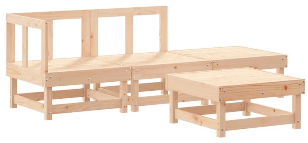 4 pcs conjunto lounge jardim com almofadões madeira maciça