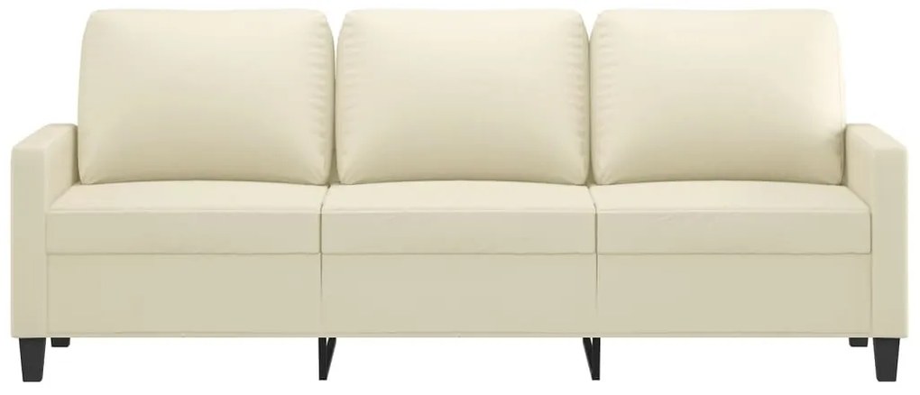 Sofá de 3 lugares 180 cm couro artificial cor creme