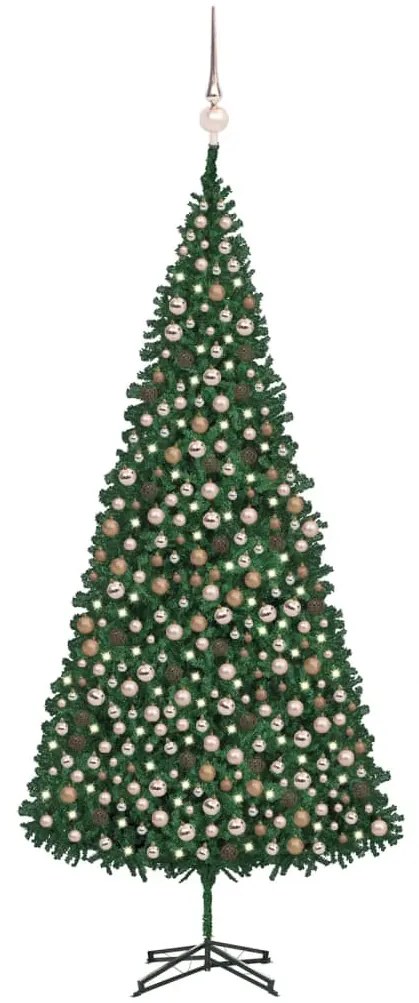 vidaXL Árvore Natal artificial pré-iluminada c/ bolas/LEDs 500cm verde