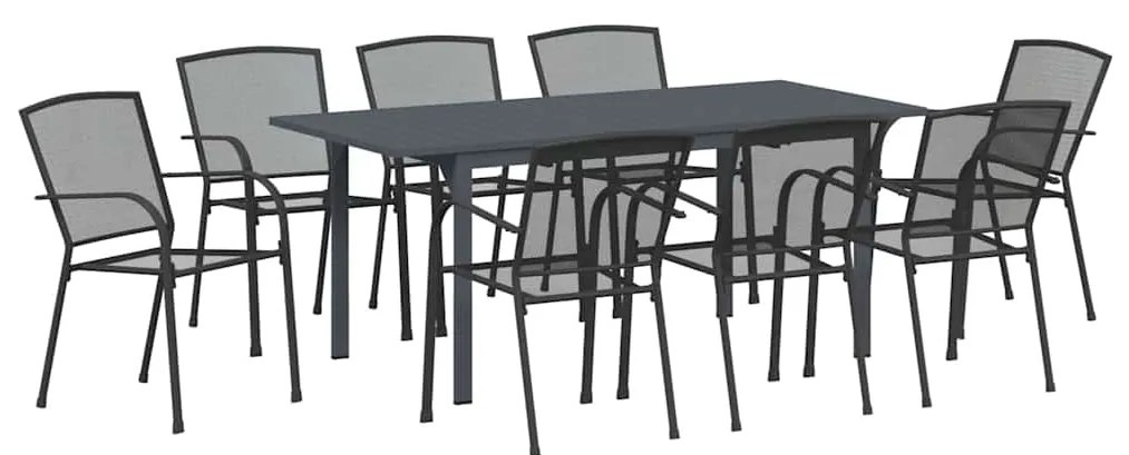 Conjunto de jantar para o jardim 9 pcs Preto Grande Metal