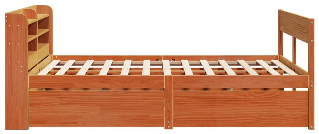 Cama sem colchão 140x200 cm madeira pinho maciça castanho-mel