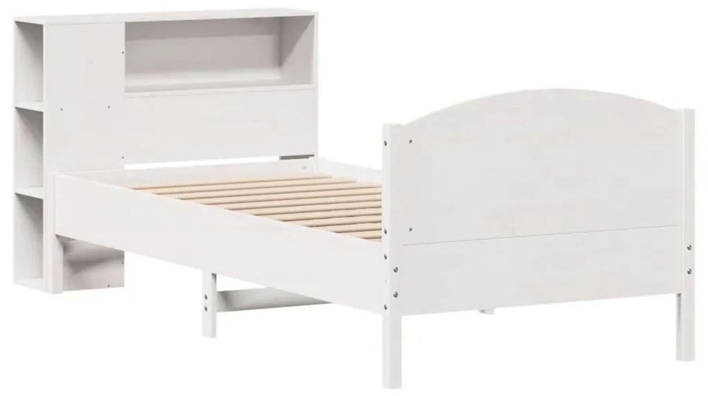 Cama com estante sem colchão 100x200 cm pinho maciço branco